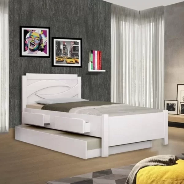 Cama Solteiro com cama auxiliar e 2 gavetas Spazu New Leifer