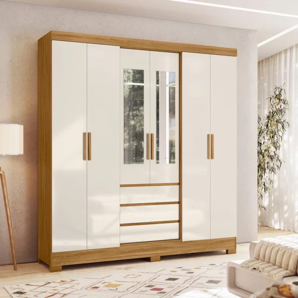 Guarda-Roupa 6 portas 3 gavetas com espelho Turim Moval
